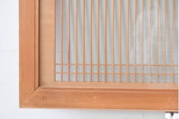 ヴィンテージ建具　昭和中期から後期　両面ガラス　繊細な格子が上品な筬欄間3枚セット　(R-086110)