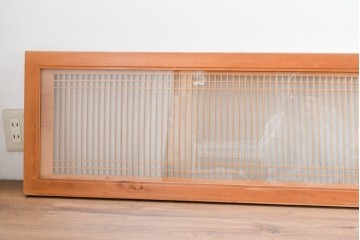 ヴィンテージ建具　昭和中期から後期　両面ガラス　繊細な格子が上品な筬欄間3枚セット　(R-086110)
