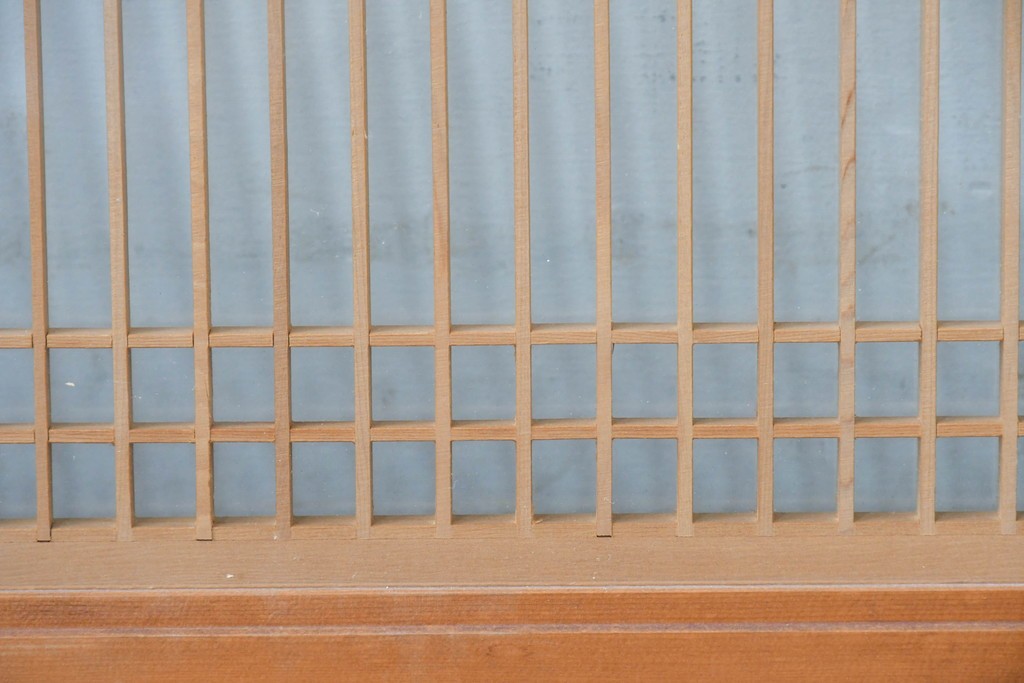 ヴィンテージ建具　昭和中期から後期　両面ガラス　繊細な格子が上品な筬欄間3枚セット　(R-086110)