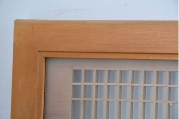 ヴィンテージ建具　昭和中期から後期　両面ガラス　繊細な格子が上品な筬欄間3枚セット　(R-086110)
