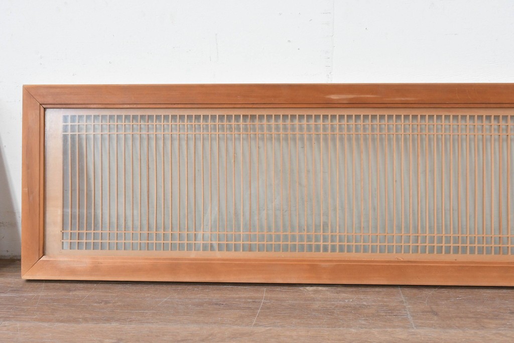 ヴィンテージ建具　昭和中期から後期　両面ガラス　繊細な格子が上品な筬欄間3枚セット　(R-086110)