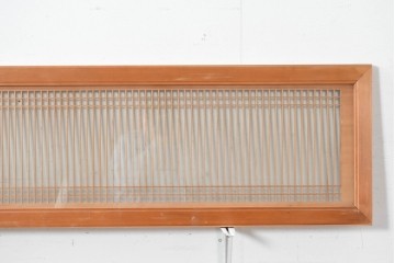 ヴィンテージ建具　昭和中期から後期　両面ガラス　繊細な格子が上品な筬欄間3枚セット　(R-086110)