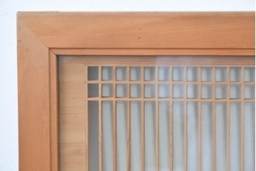 ヴィンテージ建具　昭和中期から後期　両面ガラス　繊細な格子が上品な筬欄間3枚セット　(R-086110)