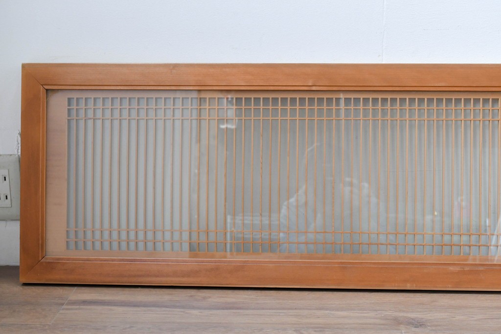 ヴィンテージ建具　昭和中期から後期　両面ガラス　繊細な格子が上品な筬欄間3枚セット　(R-086110)