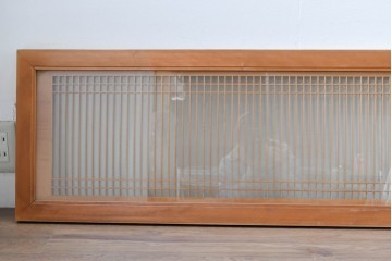 ヴィンテージ建具　昭和中期から後期　両面ガラス　繊細な格子が上品な筬欄間3枚セット　(R-086110)