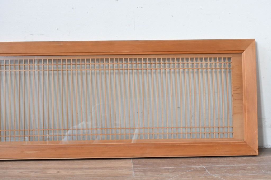 ヴィンテージ建具　昭和中期から後期　両面ガラス　繊細な格子が上品な筬欄間3枚セット　(R-086110)