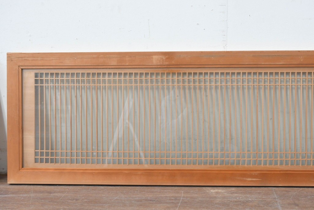 ヴィンテージ建具　昭和中期から後期　両面ガラス　繊細な格子が上品な筬欄間3枚セット　(R-086110)