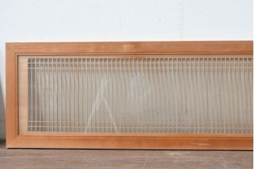 ヴィンテージ建具　昭和中期から後期　両面ガラス　繊細な格子が上品な筬欄間3枚セット　(R-086110)