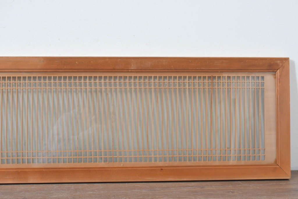 ヴィンテージ建具　昭和中期から後期　両面ガラス　繊細な格子が上品な筬欄間3枚セット　(R-086110)