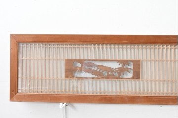 ヴィンテージ建具　昭和中期から後期　両面ガラス　彫刻と繊細な格子が調和した筬欄間2枚セット　(R-086111)