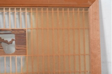 ヴィンテージ建具　昭和中期から後期　両面ガラス　彫刻と繊細な格子が調和した筬欄間2枚セット　(R-086112)