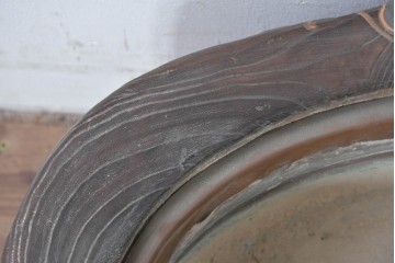 和製アンティーク　明治～大正　桐材　草花の蒔絵がアクセントのくり抜き火鉢　(R-086116)