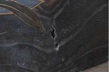 和製アンティーク　明治～大正　桐材　草花の蒔絵がアクセントのくり抜き火鉢　(R-086116)