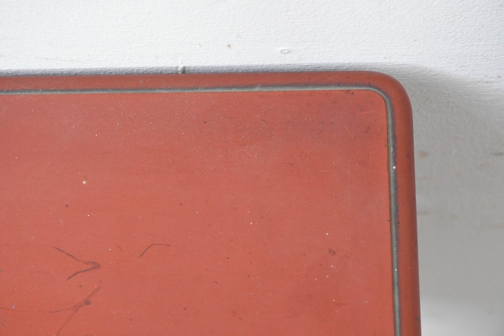 和製アンティーク　明治大正期　茶道具　牡丹の彫刻が施された朱塗りの袋棚　(R-086118)