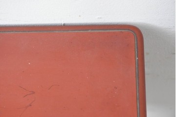 和製アンティーク　明治大正期　茶道具　牡丹の彫刻が施された朱塗りの袋棚　(R-086118)