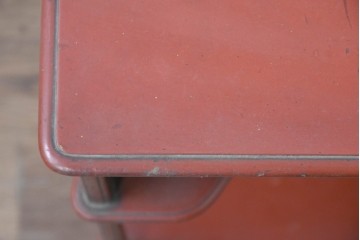 和製アンティーク　明治大正期　茶道具　牡丹の彫刻が施された朱塗りの袋棚　(R-086118)