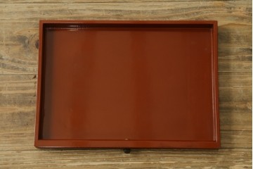 和製アンティーク　明治大正期　茶道具　牡丹の彫刻が施された朱塗りの袋棚　(R-086118)