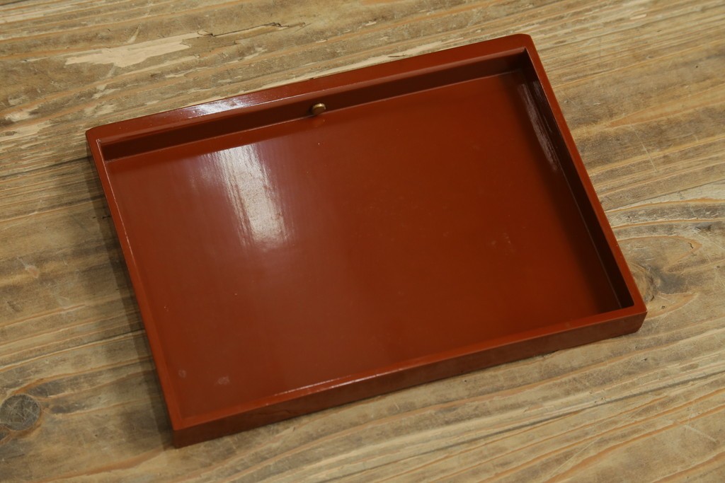 和製アンティーク　明治大正期　茶道具　牡丹の彫刻が施された朱塗りの袋棚　(R-086118)