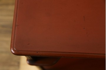 和製アンティーク　明治大正期　茶道具　牡丹の彫刻が施された朱塗りの袋棚　(R-086118)