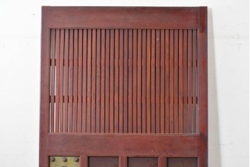 アンティーク建具　大正から昭和初期　総欅(ケヤキ)材　北陸産　重厚な金具と升目意匠の格子蔵戸1枚　(R-086120)