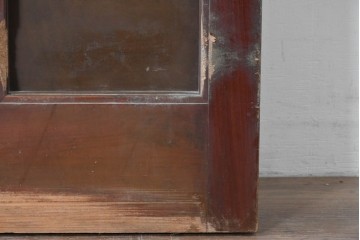 アンティーク建具　大正から昭和初期　総欅(ケヤキ)材　北陸産　重厚な金具と升目意匠の格子蔵戸1枚　(R-086120)