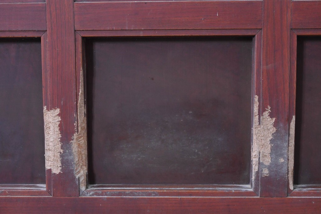 アンティーク建具　大正から昭和初期　総欅(ケヤキ)材　北陸産　重厚な金具と升目意匠の格子蔵戸1枚　(R-086120)