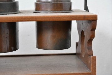 和製アンティーク　明治大正期　欅(ケヤキ)材　銅製の火入れと灰吹を備えた煙草盆　(R-086124)