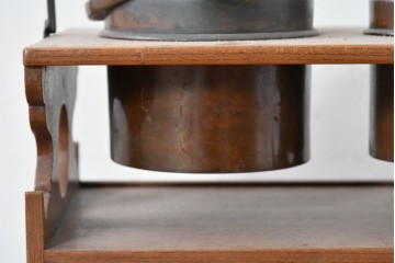 和製アンティーク　明治大正期　欅(ケヤキ)材　銅製の火入れと灰吹を備えた煙草盆　(R-086124)