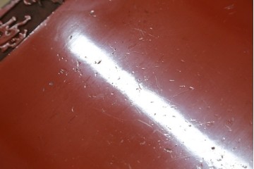 和製アンティーク　明治大正期　経済産業大臣指定伝統的工芸品　村上木彫堆朱　龍・松・富士山が彫り込まれた朱塗りの花台　(R-086125)