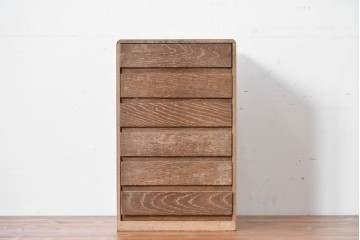 和製ヴィンテージ　ナラ材　古い木味が魅力の6杯小引き出し　(R-086126)