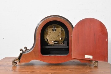 中古　銀座和光取り扱い　イタリア　ARTEM(アルテム)　Hermle(ヘルムレ)　ウエストミンスターチャイム(ゼンマイ式・8日巻き)の象嵌入り置き時計　定価約47万円相当　(R-086128)