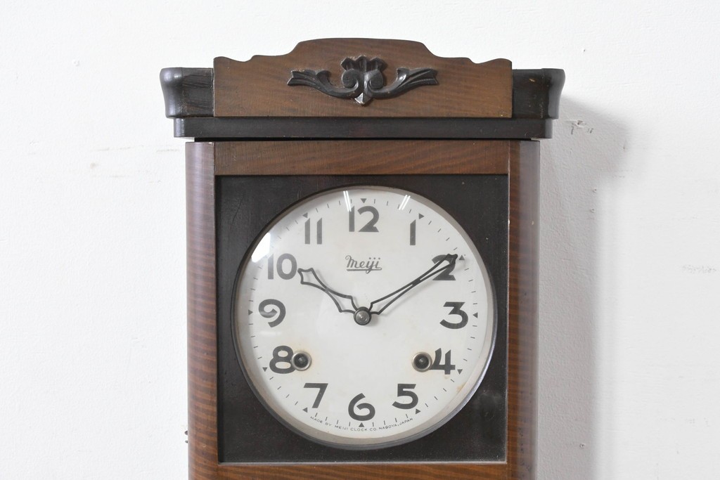和製ヴィンテージ　昭和中期　Meiji(明治時計社)　レトロなガラス扉の振り子時計　(R-086129)