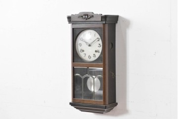 和製ヴィンテージ　昭和中期　Meiji(明治時計社)　レトロなガラス扉の振り子時計　(R-086129)