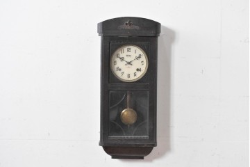 和製アンティーク　大正期　小栗時計製造所　IDEAL(アイデアル)　意匠ガラス扉が目を惹く掛け時計　(R-086131)