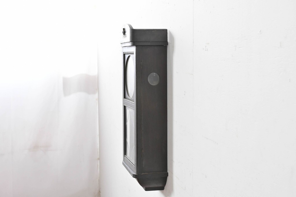 和製アンティーク　大正期　小栗時計製造所　IDEAL(アイデアル)　意匠ガラス扉が目を惹く掛け時計　(R-086131)