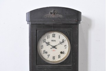 和製アンティーク　大正期　小栗時計製造所　IDEAL(アイデアル)　意匠ガラス扉が目を惹く掛け時計　(R-086131)