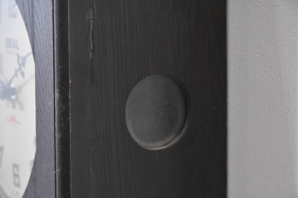 和製アンティーク　大正期　小栗時計製造所　IDEAL(アイデアル)　意匠ガラス扉が目を惹く掛け時計　(R-086131)