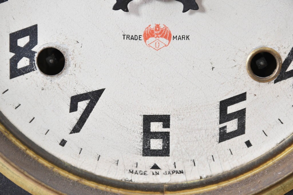 和製アンティーク　大正期　小栗時計製造所　IDEAL(アイデアル)　意匠ガラス扉が目を惹く掛け時計　(R-086131)