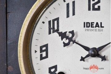 和製アンティーク　大正期　小栗時計製造所　IDEAL(アイデアル)　意匠ガラス扉が目を惹く掛け時計　(R-086131)