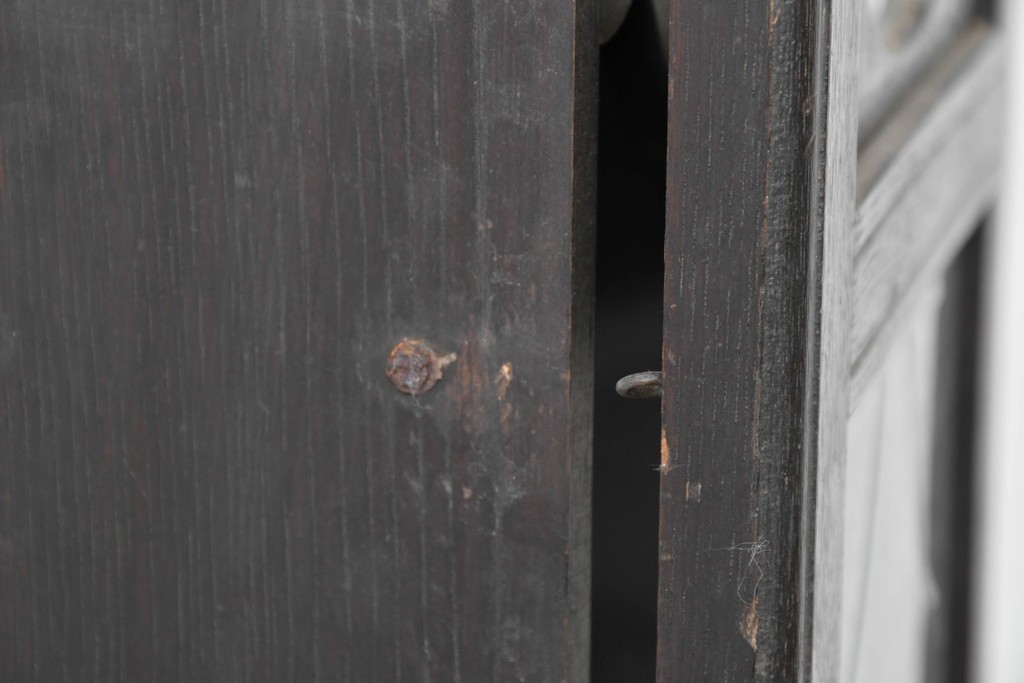 和製アンティーク　大正期　小栗時計製造所　IDEAL(アイデアル)　意匠ガラス扉が目を惹く掛け時計　(R-086131)