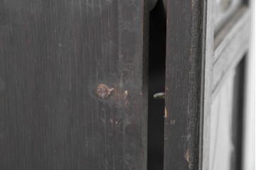 和製アンティーク　大正期　小栗時計製造所　IDEAL(アイデアル)　意匠ガラス扉が目を惹く掛け時計　(R-086131)