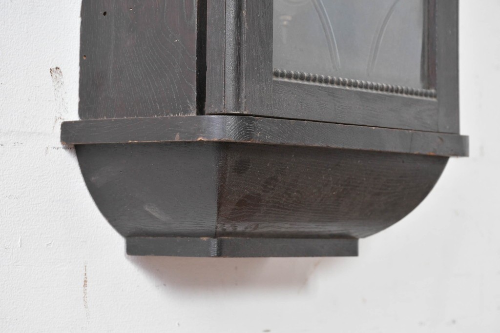 和製アンティーク　大正期　小栗時計製造所　IDEAL(アイデアル)　意匠ガラス扉が目を惹く掛け時計　(R-086131)