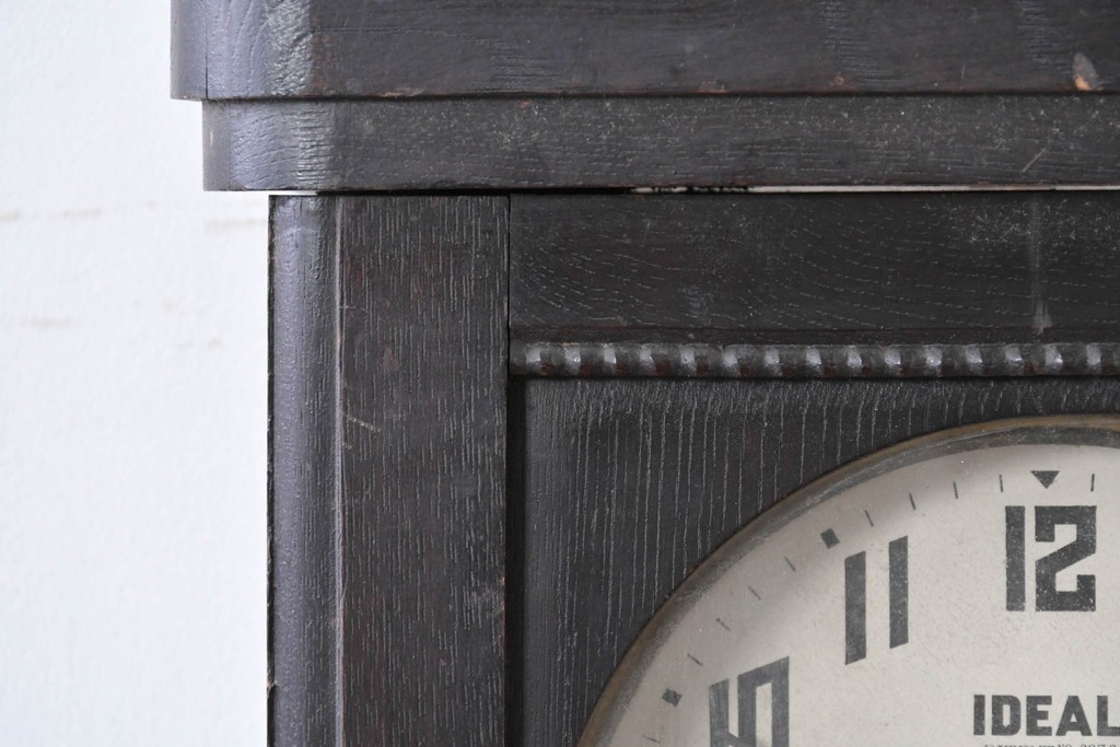 和製アンティーク　大正期　小栗時計製造所　IDEAL(アイデアル)　意匠ガラス扉が目を惹く掛け時計　(R-086131)