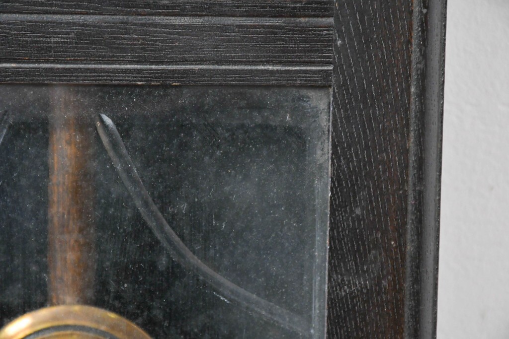 和製アンティーク　大正期　小栗時計製造所　IDEAL(アイデアル)　意匠ガラス扉が目を惹く掛け時計　(R-086131)