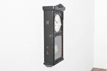 和製アンティーク　Meiji(明治時計社)　彫刻装飾が映える縦長の掛け時計　(R-086133)