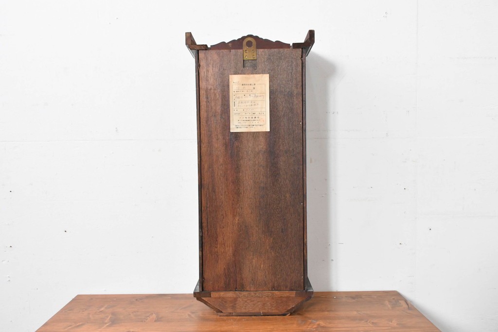 和製アンティーク　Meiji(明治時計社)　彫刻装飾が映える縦長の掛け時計　(R-086133)