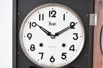 和製アンティーク　Meiji(明治時計社)　彫刻装飾が映える縦長の掛け時計　(R-086133)