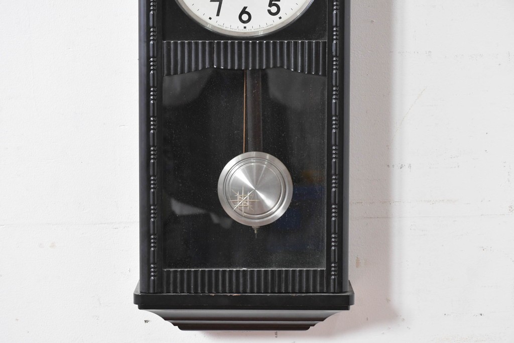 和製アンティーク　Meiji(明治時計社)　彫刻装飾が映える縦長の掛け時計　(R-086133)