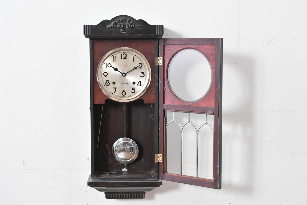 和製アンティーク　精工舎(SEIKOSHA、セイコー)　装飾彫刻がクラシカルな掛け時計　(R-086135)