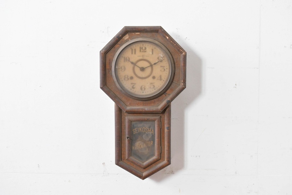 和製アンティーク　精工舎(SEIKOSHA、セイコー)　時代を感じる佇まいのレトロな八角振り子時計　(R-086136)